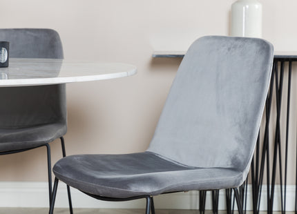 Venture Home Muce & Estelle Matstolar 2-pack Grå + Runda Matbord ⌀106 Vit