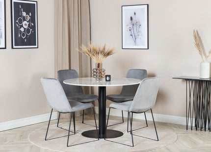 Venture Home Muce & Estelle Matstolar 2-pack Grå + Runda Matbord ⌀106 Vit