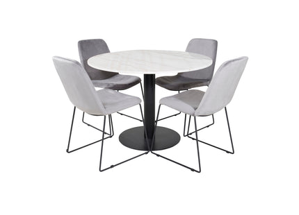 Venture Home Muce & Estelle Matstolar 2-pack Grå + Runda Matbord ⌀106 Vit
