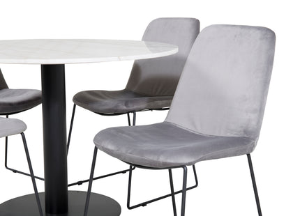 Venture Home Muce & Estelle Matstolar 2-pack Grå + Runda Matbord ⌀106 Vit