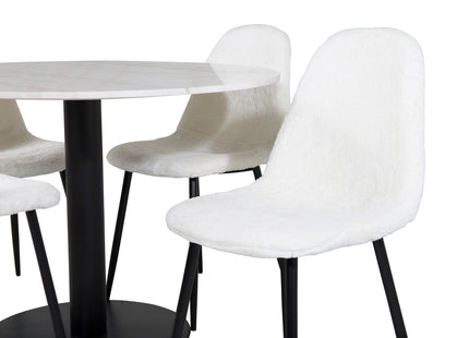 Venture Home Polar & Estelle Matstolar 2-pack Vit + Runda Matbord ⌀106 Vit