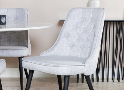 Venture Home Estelle & Velvet Deluxe Runda Matbord ⌀106 Vit + Matstolar 2-pack Grå