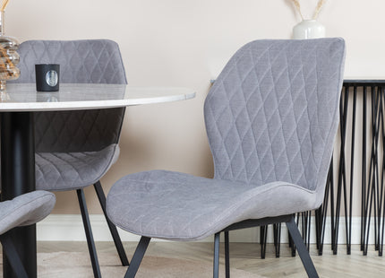 Venture Home Gemma & Estelle Matstolar 2-pack Grå + Runda Matbord ⌀106 Vit