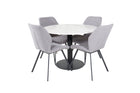 Venture Home Gemma & Estelle Matstolar 2-pack Grå + Runda Matbord ⌀106 Vit