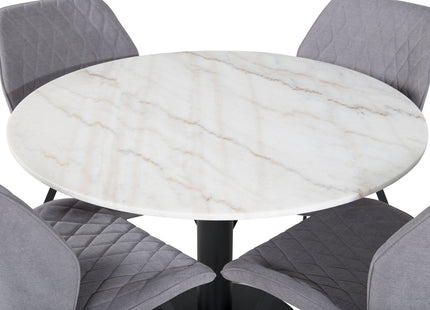 Venture Home Gemma & Estelle Matstolar 2-pack Grå + Runda Matbord ⌀106 Vit