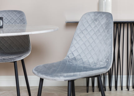 Venture Home Polar & Estelle Matstolar 2-pack Grå + Runda Matbord ⌀106 Vit