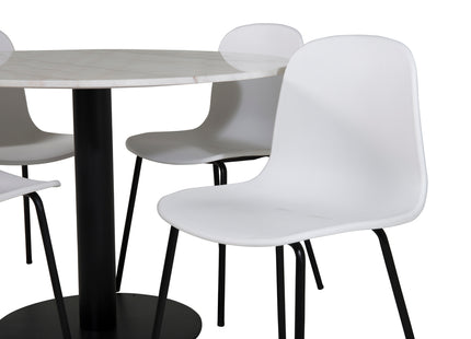 Venture Home Arctic & Estelle Matstolar 2-pack Vit + Runda Matbord ⌀106 Vit