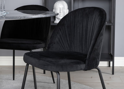 Venture Home Wrinkles & Estelle Matstolar 2-pack Svart + Runda Matbord ⌀106 Mörkgrå