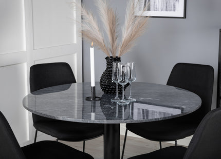 Venture Home Muce & Estelle Matstolar 2-pack Svart + Runda Matbord ⌀106 Mörkgrå