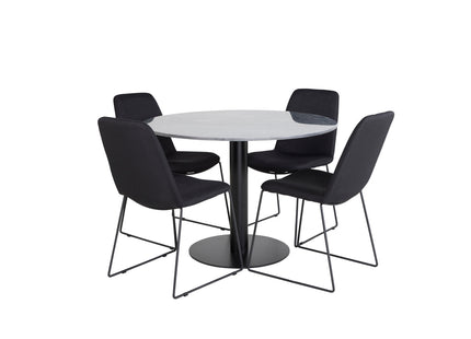 Venture Home Muce & Estelle Matstolar 2-pack Svart + Runda Matbord ⌀106 Mörkgrå