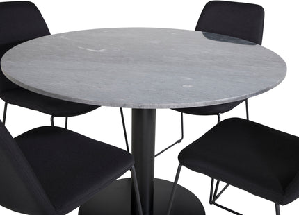 Venture Home Muce & Estelle Matstolar 2-pack Svart + Runda Matbord ⌀106 Mörkgrå