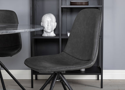 Venture Home Polar & Estelle Matstolar 2-pack Svart + Runda Matbord ⌀106 Mörkgrå