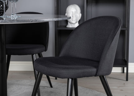 Venture Home Velvet & Estelle Matstolar 2-pack Svart + Runda Matbord ⌀106 Mörkgrå