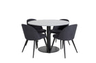Venture Home Velvet & Estelle Matstolar 2-pack Svart + Runda Matbord ⌀106 Mörkgrå