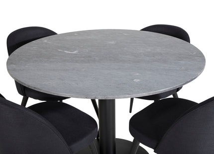 Venture Home Velvet & Estelle Matstolar 2-pack Svart + Runda Matbord ⌀106 Mörkgrå