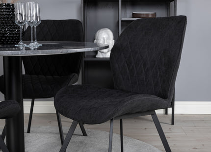 Venture Home Gemma & Estelle Matstolar 2-pack Svart + Runda Matbord ⌀106 Mörkgrå