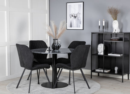 Venture Home Gemma & Estelle Matstolar 2-pack Svart + Runda Matbord ⌀106 Mörkgrå