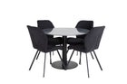 Venture Home Gemma & Estelle Matstolar 2-pack Svart + Runda Matbord ⌀106 Mörkgrå