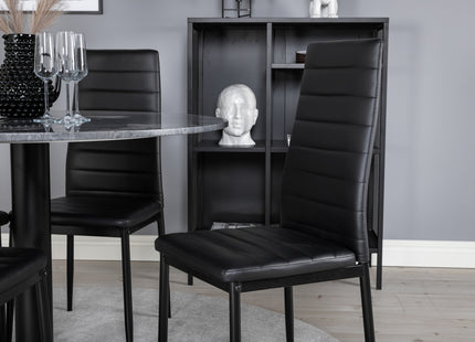 Venture Home Slim & Estelle Matstolar 2-pack Svart + Runda Matbord ⌀106 Mörkgrå