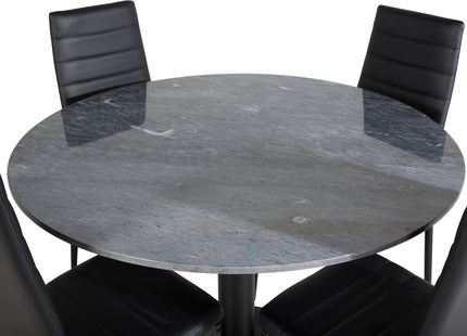 Venture Home Slim & Estelle Matstolar 2-pack Svart + Runda Matbord ⌀106 Mörkgrå