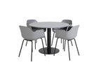 Venture Home Comfort & Estelle Matstolar 2-pack Grå + Runda Matbord ⌀106 Mörkgrå
