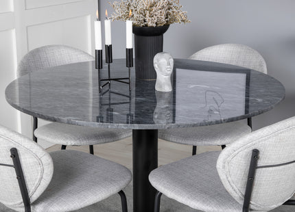 Venture Home Vault & Estelle Matstolar 2-pack Grå + Runda Matbord ⌀106 Mörkgrå