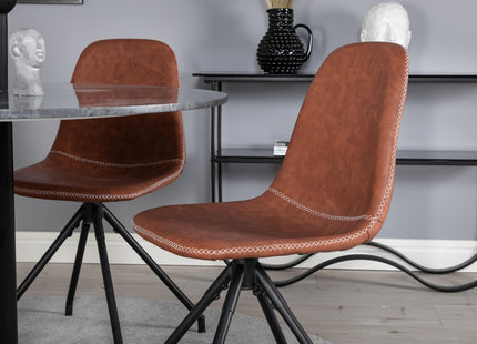 Venture Home Polar & Estelle Matstolar 2-pack Brun + Runda Matbord ⌀106 Mörkgrå