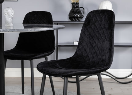 Venture Home Polar & Estelle Matstolar 2-pack Svart + Runda Matbord ⌀106 Mörkgrå
