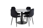 Venture Home Polar & Estelle Matstolar 2-pack Svart + Runda Matbord ⌀106 Mörkgrå