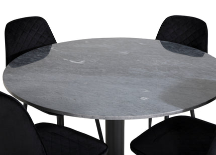 Venture Home Polar & Estelle Matstolar 2-pack Svart + Runda Matbord ⌀106 Mörkgrå