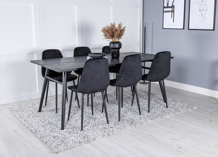 Venture Home Sleek & Polar Rektangulära Matbord 195 x 95 Svart + Matstolar 2-pack Svart