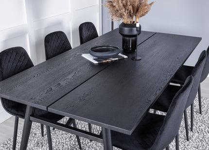 Venture Home Sleek & Polar Rektangulära Matbord 195 x 95 Svart + Matstolar 2-pack Svart