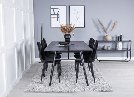 Venture Home Sleek & Polar Rektangulära Matbord 195 x 95 Svart + Matstolar 2-pack Svart