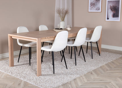Vind & Venture Home Slider & Polar Rektangulära Matbord 170 x 95 Whitewash + Matstolar 2-pack Vit