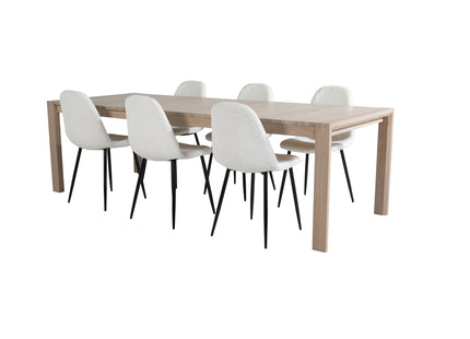 Vind & Venture Home Slider & Polar Rektangulära Matbord 170 x 95 Whitewash + Matstolar 2-pack Vit