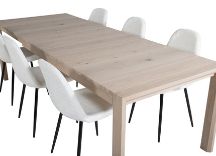 Vind & Venture Home Slider & Polar Rektangulära Matbord 170 x 95 Whitewash + Matstolar 2-pack Vit