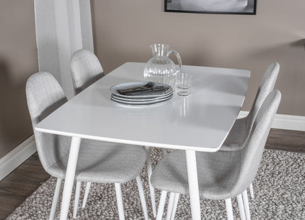 Venture Home Polar Rektangulära Matbord 120 x 75 Vit + Matstolar 2-pack Grå
