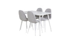 Venture Home Polar Rektangulära Matbord 120 x 75 Vit + Matstolar 2-pack Grå