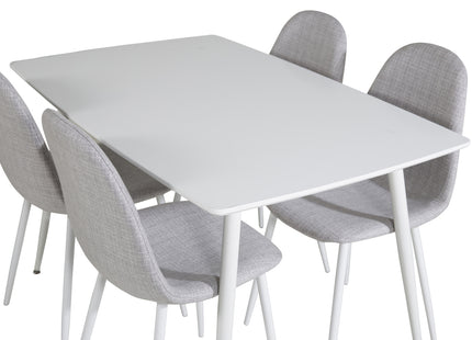 Venture Home Polar Rektangulära Matbord 120 x 75 Vit + Matstolar 2-pack Grå
