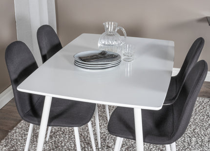 Venture Home Polar Rektangulära Matbord 120 x 75 Vit + Matstolar 2-pack Svart
