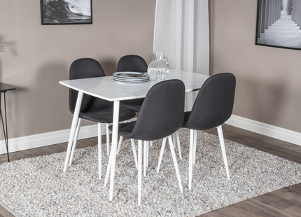 Venture Home Polar Rektangulära Matbord 120 x 75 Vit + Matstolar 2-pack Svart