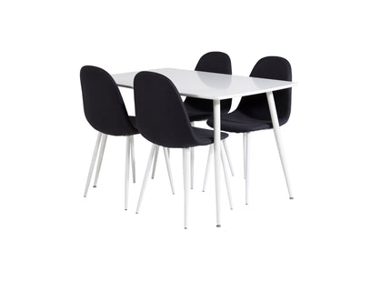 Venture Home Polar Rektangulära Matbord 120 x 75 Vit + Matstolar 2-pack Svart