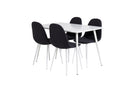 Venture Home Polar Rektangulära Matbord 120 x 75 Vit + Matstolar 2-pack Svart