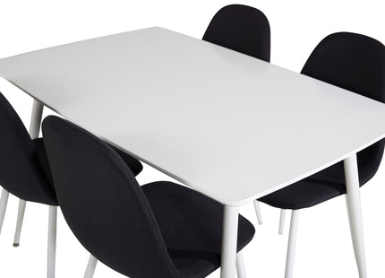 Venture Home Polar Rektangulära Matbord 120 x 75 Vit + Matstolar 2-pack Svart