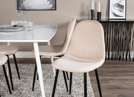 Venture Home Polar Rektangulära Matbord 120 x 75 Vit + Matstolar 2-pack Beige