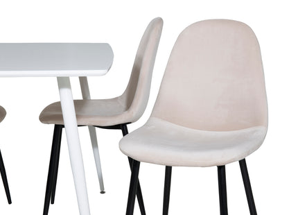 Venture Home Polar Rektangulära Matbord 120 x 75 Vit + Matstolar 2-pack Beige