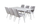 Venture Home Polar & Velvet Deluxe Rektangulära Matbord 180 x 90 Vit + Matstolar 2-pack Ljusgrå