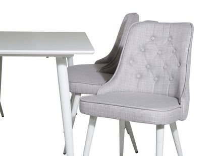 Venture Home Polar & Velvet Deluxe Rektangulära Matbord 180 x 90 Vit + Matstolar 2-pack Ljusgrå