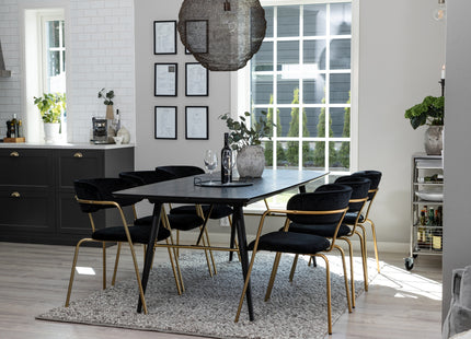 Venture Home Arrow & Gold Matstolar 2-pack Svart + Rektangulära Matbord 180 x 85 Svart