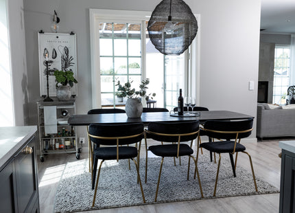 Venture Home Arrow & Gold Matstolar 2-pack Svart + Rektangulära Matbord 180 x 85 Svart